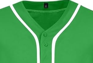 Men's Baseball Jersey Short Sleeve Shirt V Neck Tops Button Down Tee Shirts Sports Clothes S-4XL