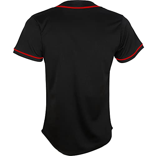 Black Custom Baseball Jersey for Men Full Button Mesh Embroidered Team Name & Numbers S-8XL