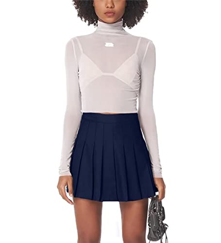 Pleated Mini Skirt High Waisted Tennis Skirts Skorts for Women Girls School Uniform Dress Cheer Skirt with Shorts,2T-4XL