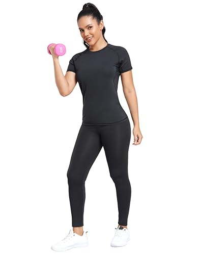 4 Pack Women's Compression Shirt Running Athletic T-Shirts Workout Tops Baselayer Short Sleeve Yoga Gym Sports Gear