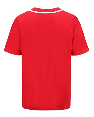 Mens Button Down Plain Baseball Jersey, Blank Softball Team Uniform, Hip Hop Hipster Short Sleeve Active Shirts