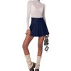 Pleated Mini Skirt High Waisted Tennis Skirts Skorts for Women Girls School Uniform Dress Cheer Skirt with Shorts,2T-4XL