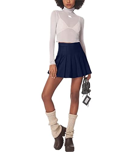 Pleated Mini Skirt High Waisted Tennis Skirts Skorts for Women Girls School Uniform Dress Cheer Skirt with Shorts,2T-4XL