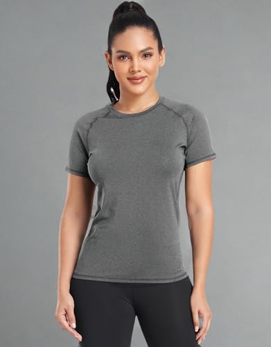 4 Pack Women's Compression Shirt Running Athletic T-Shirts Workout Tops Baselayer Short Sleeve Yoga Gym Sports Gear