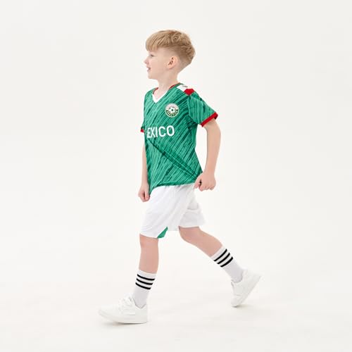 Kids Soccer Training Jerseys 2-14Y, Boys & Girls Practice Outfits with National Team Colors, Moisture-Wicking