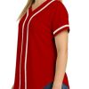 Women’s Baseball Jersey Shirt – Button Down Short Sleeve Team Uniform Top for Sports, Events, or Casual Wear