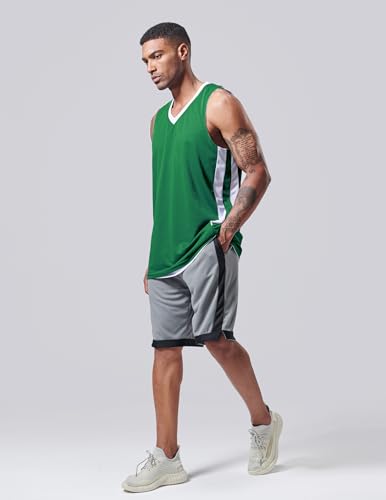 10-Pack Men's Reversible Custom Basketball Jerseys, Plain Mesh Athletic Sleeveless Shirts Blank Team Uniforms Set