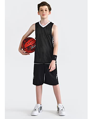 10 Pack Youth Boys Reversible Mesh Performance Athletic Basketball Jerseys Blank Team Uniforms for Sports Scrimmage Bulk