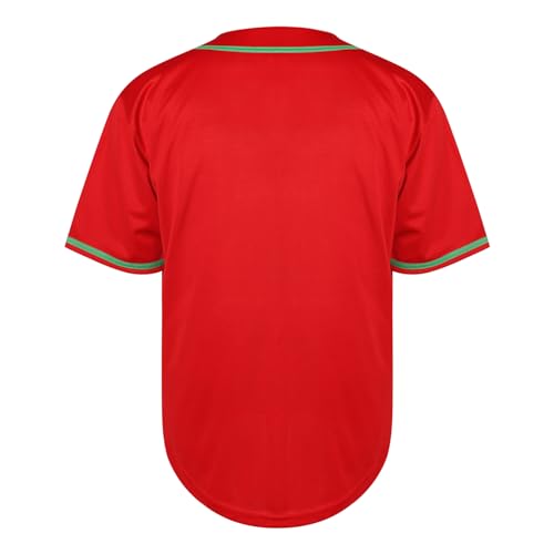 Men's Baseball Jersey Blank Softball Jersey Casual Short Sleeve Button Down T-Shirt