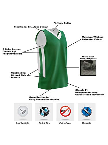 10-Pack Men's Reversible Custom Basketball Jerseys, Plain Mesh Athletic Sleeveless Shirts Blank Team Uniforms Set