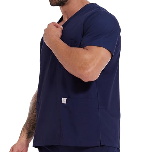 Scrub Tops for Men - V-Neck Scrubs with 3 Pocket Men's Overalls, for Nurse, Dentist, Vets, Team