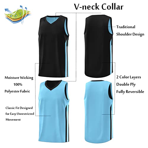 Men's Blank Reversible Basketball Jersey Team Uniform Athletic Hip Hop Basketball Shirts S-4XL