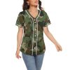 Men Baseball Jersey Solid Shirts Plain Casual Button Down Short Sleeves T-Shirt Sports Uniform S-2XL