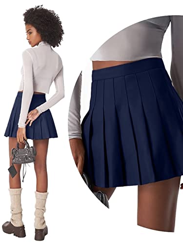 Pleated Mini Skirt High Waisted Tennis Skirts Skorts for Women Girls School Uniform Dress Cheer Skirt with Shorts,2T-4XL