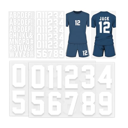 218 Pcs Heat Transfer Letters and Numbers Set - 8" & 2.5" Numbers, 2" Letters Iron on Vinyl Stickers for Clothing, Uniforms |