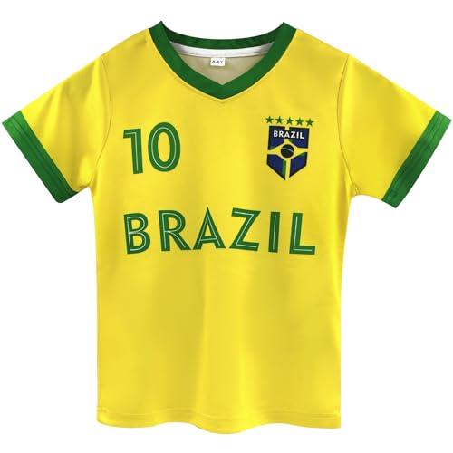 Kids' Argentina Portugal National Team Soccer Jersey Set Number 10 7, Youth Football Shirt Shorts for Training Match