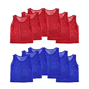 12 Pinnies Scrimmage Vests Team Practice Jersey for Child Youth Teen Lightweight