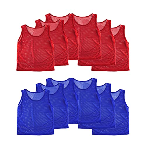 12 Pinnies Scrimmage Vests Team Practice Jersey for Child Youth Teen Lightweight