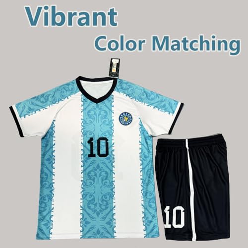 Argentina Soccer Jersey for Kids Boys Girls HOM Jersey Kit Youth Football Team Uniform Sports Fan Shirts Set