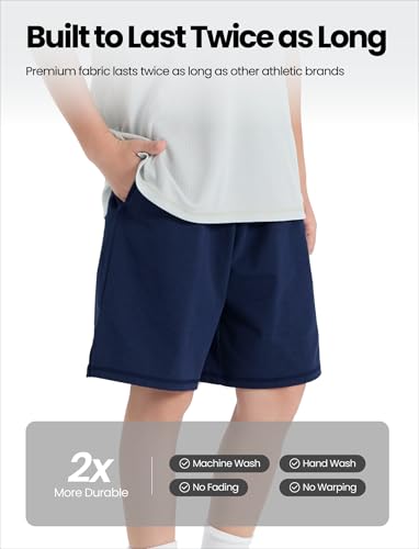 Boys Shorts with Pockets, Quick-Dry Breathable Shorts for Running Soccer Basketball, Sports Team Uniform for Kids Teen