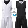 10 Pack Youth Boys Reversible Mesh Performance Athletic Basketball Jerseys Blank Team Uniforms for Sports Scrimmage Bulk