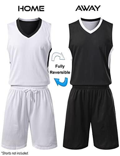 10 Pack Youth Boys Reversible Mesh Performance Athletic Basketball Jerseys Blank Team Uniforms for Sports Scrimmage Bulk