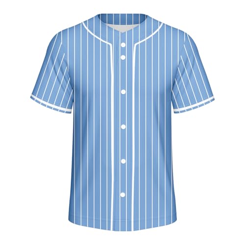 Men Baseball Jersey Solid Shirts Plain Casual Button Down Short Sleeves T-Shirt Sports Uniform S-2XL