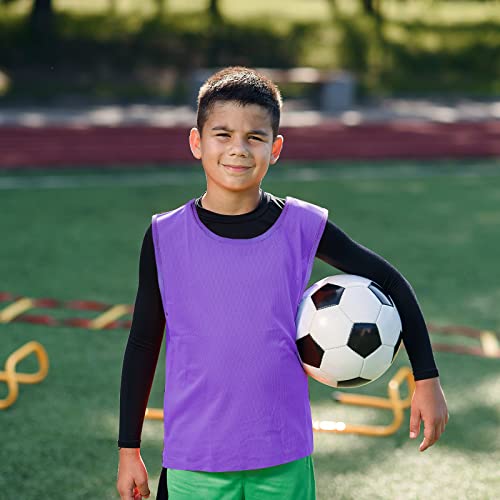 12 Pcs Soccer Pinnies Pennies Jersey Scrimmage Vest Sports Practice Jersey Mesh Basketball Vest for Youth Adult Kids