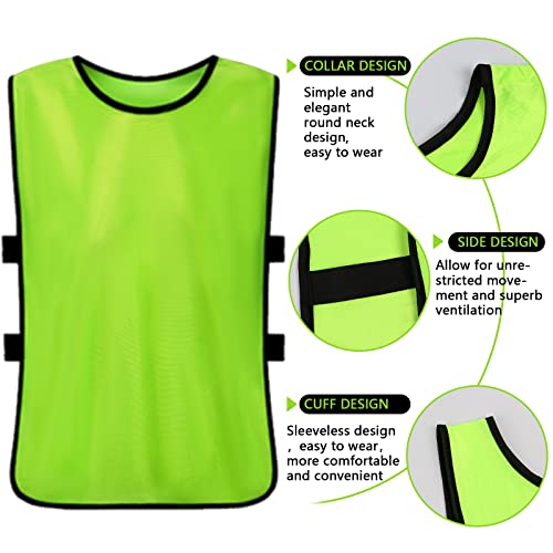 Scrimmage Training Vest Kids Youth Adult Soccer Practice Jersey Athletic Pinnies (12 &24 Pack)