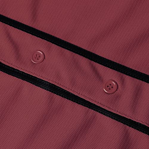 Blank Baseball Jersey, Short Sleeve Plain Jersey Shirt Sports Hip Hop for Men Women(X-Large, Claret)