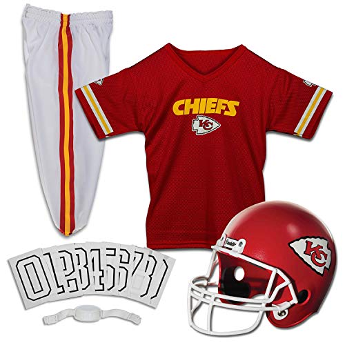NFL Youth Football Uniform Set for Boys & Girls - Includes Helmet, Jersey & Pants with Chinstrap + Numbers