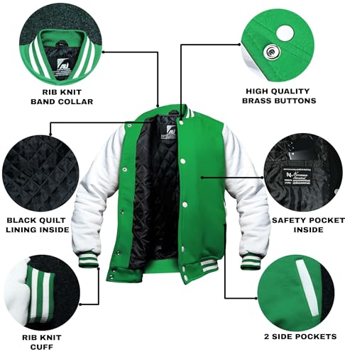 Kids Baseball Jackets Boys Girls Fit Varsity Jacket Casual Team Uniform Plain Button School Coat