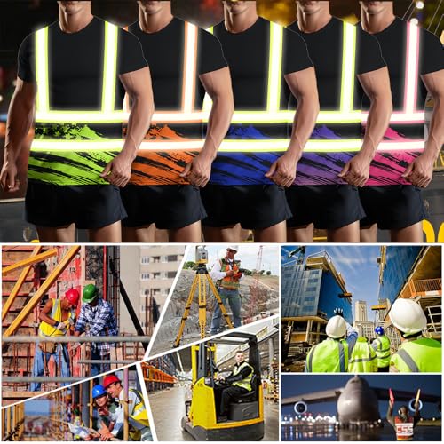 Hi-Vis Safety T-Shirt Customize Logo US Flag Reflective Security Shirts Team Work Uniform
