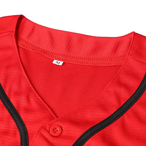 Mens Blank Plain Baseball Jersey Button Down Shirts Sports Hip Hop Hipster Jersey S-3XL Black White Grey Red Blue