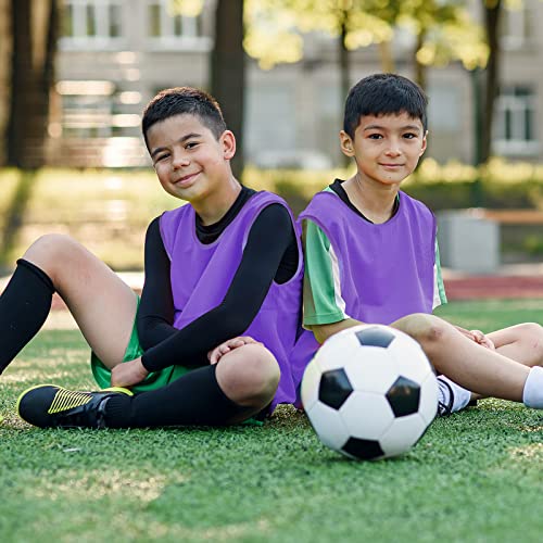 12 Pcs Soccer Pinnies Pennies Jersey Scrimmage Vest Sports Practice Jersey Mesh Basketball Vest for Youth Adult Kids