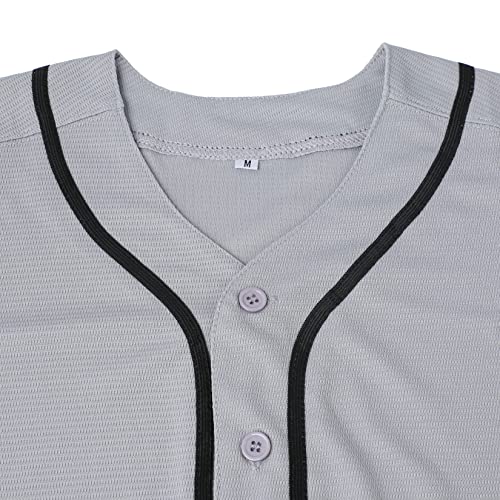 Mens Baseball Jersey Blank Plain Button Down Shirts Short Sleeve Hip Hop Hipster Active Team Sports Uniforms S-XXXL