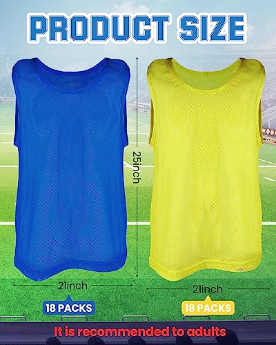 36 Pcs Adult Pinnies Scrimmage Vests Youth Pinnies Team Practice Jerseys for Sports Soccer Football Basketball Practice