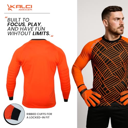 Hidden Chest Padding Soccer Goalie Jersey Youth & Adult. Long Sleeves Elbow Padded Goalkeeper Shirt for Boys & Girls